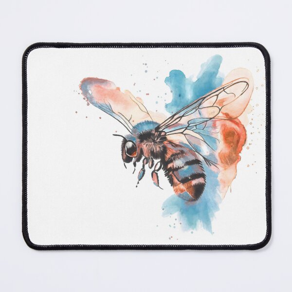 Item preview, Watercolour Bee Art Print — Blue and Terracotta Bumblebee Painting designed and sold by calamarisky.