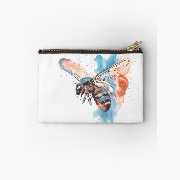 Item preview, Watercolour Bee Art Print — Blue and Terracotta Bumblebee Painting designed and sold by calamarisky.
