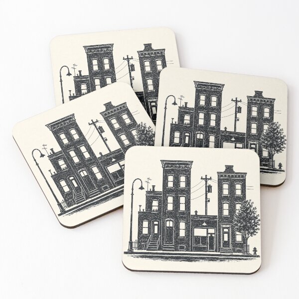 Item preview, City Street Silhouette | Vintage Linocut Urban Block Print designed and sold by OtherworldlyIdeas.
