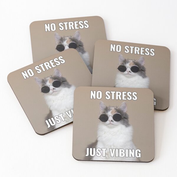 Item preview, Cat Meme 'No stress. Just vibing' designed and sold by Late Theory.