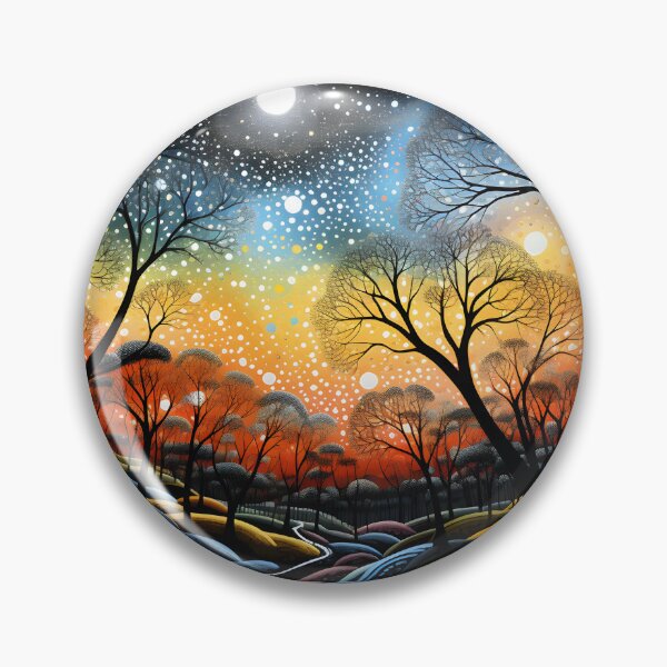 Item preview, Aboriginal Inspired Dot Art - Dreamy Moonlit Forest Landscape designed and sold by GrinGalore.