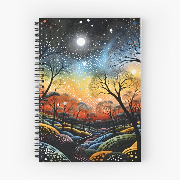 Item preview, Aboriginal Inspired Dot Art - Dreamy Moonlit Forest Landscape designed and sold by GrinGalore.
