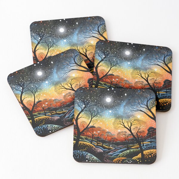 Item preview, Aboriginal Inspired Dot Art - Dreamy Moonlit Forest Landscape designed and sold by GrinGalore.