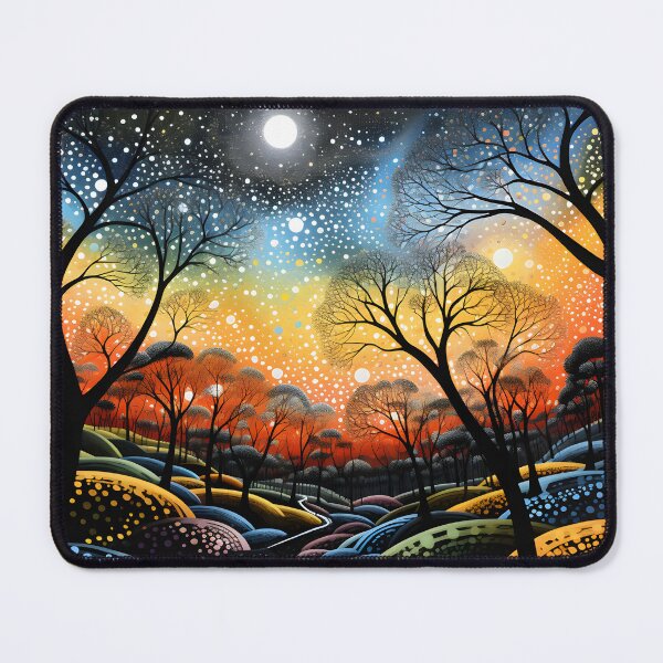 Item preview, Aboriginal Inspired Dot Art - Dreamy Moonlit Forest Landscape designed and sold by GrinGalore.