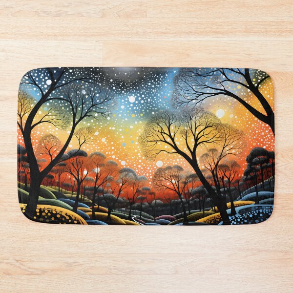 Item preview, Aboriginal Inspired Dot Art - Dreamy Moonlit Forest Landscape designed and sold by GrinGalore.