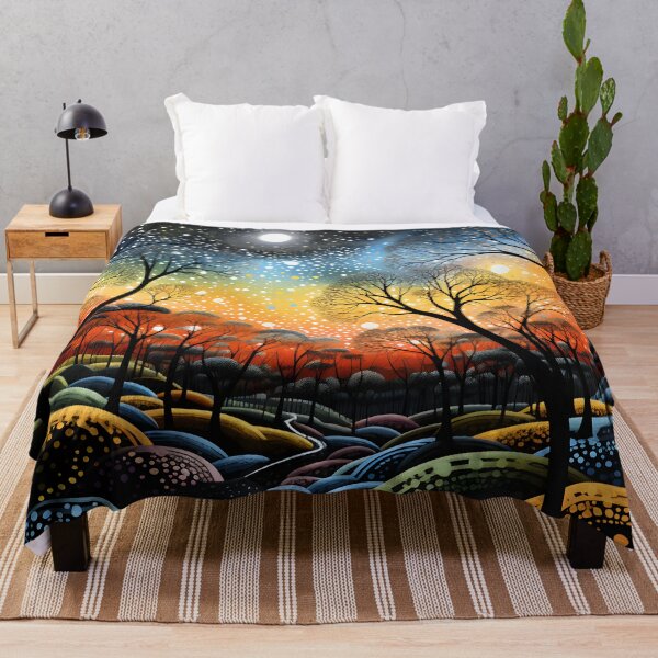 Item preview, Aboriginal Inspired Dot Art - Dreamy Moonlit Forest Landscape designed and sold by GrinGalore.