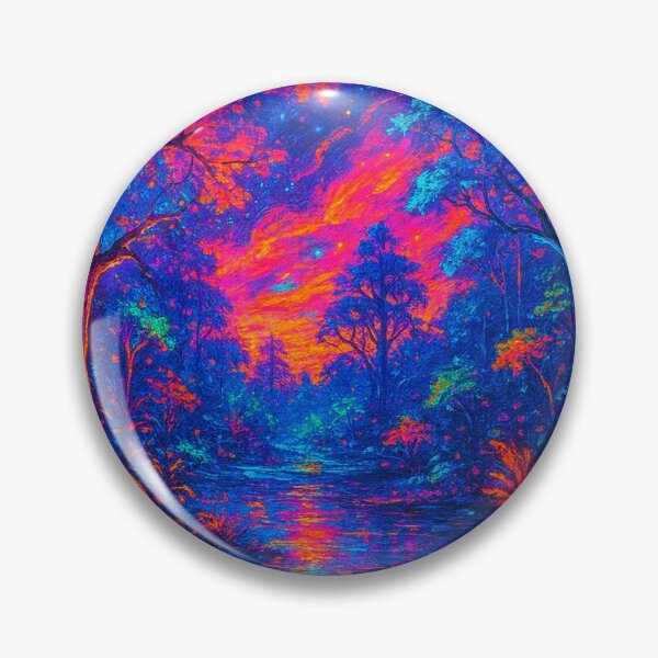 Item preview, Neon Enchanted River Forest - Psychedelic Cyberpunk Nature Painting designed and sold by Nexus Space.