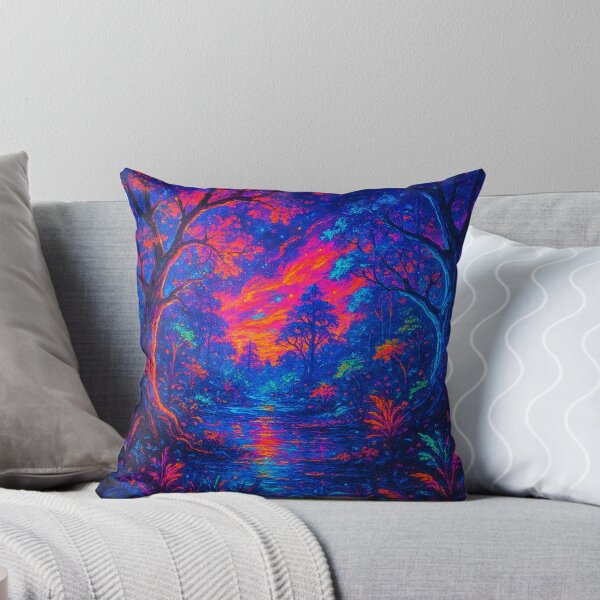 Item preview, Neon Enchanted River Forest - Psychedelic Cyberpunk Nature Painting designed and sold by Nexus Space.