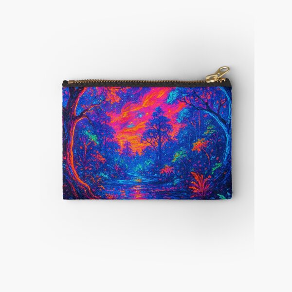 Item preview, Neon Enchanted River Forest - Psychedelic Cyberpunk Nature Painting designed and sold by Nexus Space.