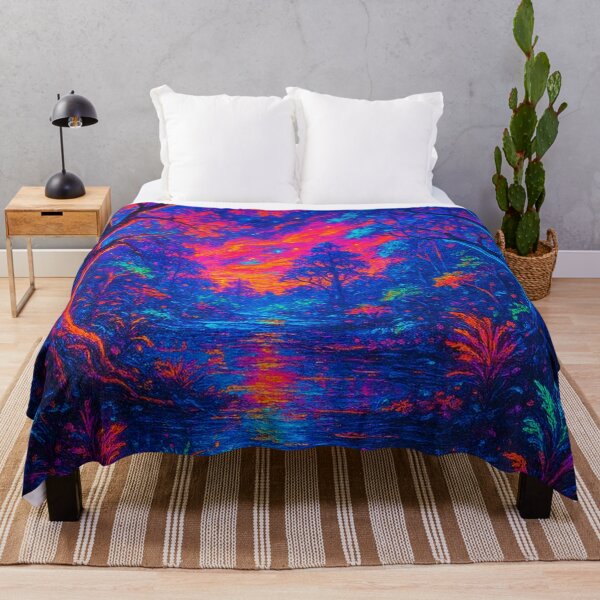Item preview, Neon Enchanted River Forest - Psychedelic Cyberpunk Nature Painting designed and sold by Nexus Space.