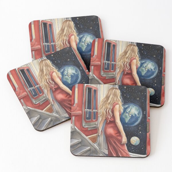 Item preview, Cosmic Train Journey Surreal Space Watercolor Painting designed and sold by UmSkelig834.