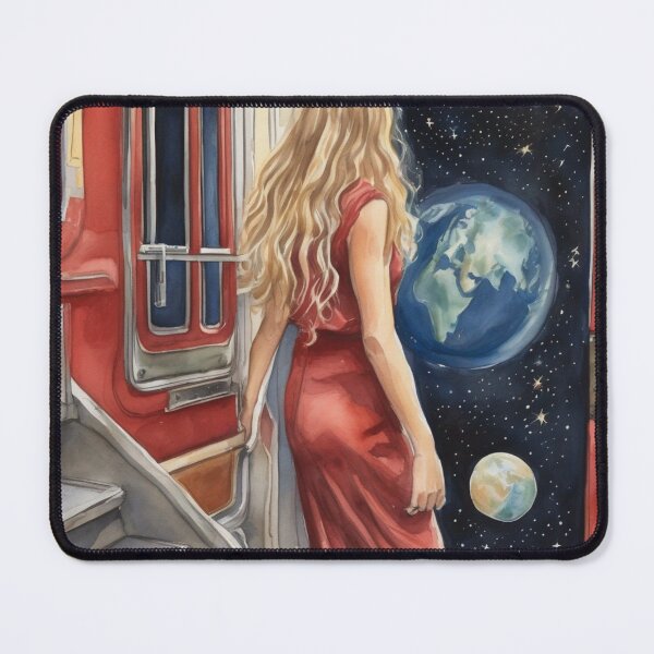 Item preview, Cosmic Train Journey Surreal Space Watercolor Painting designed and sold by UmSkelig834.