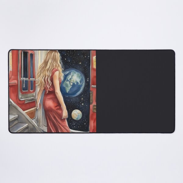 Item preview, Cosmic Train Journey Surreal Space Watercolor Painting designed and sold by UmSkelig834.