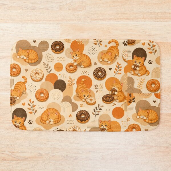 Item preview, Cute Ginger Cat Donut Pattern Cozy Kawaii Design designed and sold by Mindworx21.