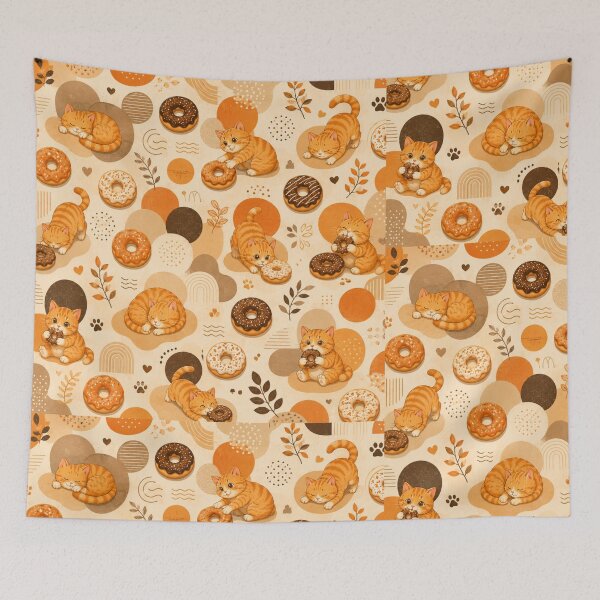 Item preview, Cute Ginger Cat Donut Pattern Cozy Kawaii Design designed and sold by Mindworx21.