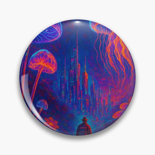 Item preview, Cyberpunk Wanderer Neon Landscape - Synthwave City Art designed and sold by Nexus Space.