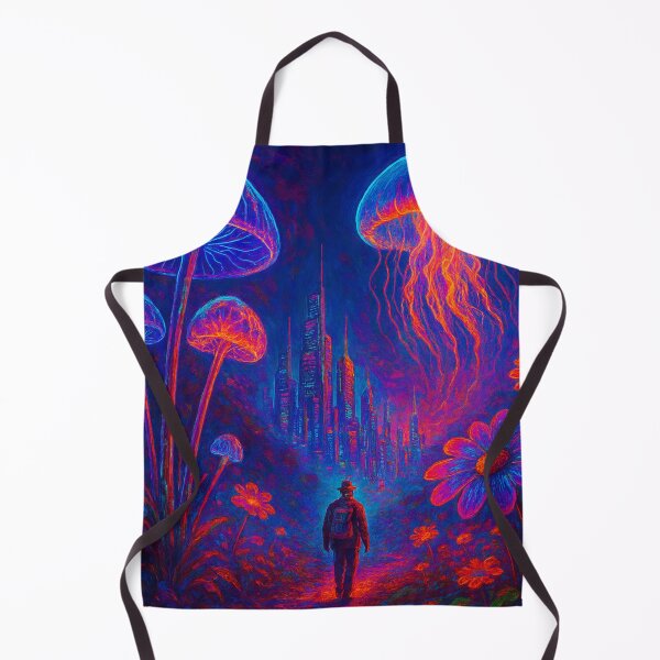 Item preview, Cyberpunk Wanderer Neon Landscape - Synthwave City Art designed and sold by Nexus Space.