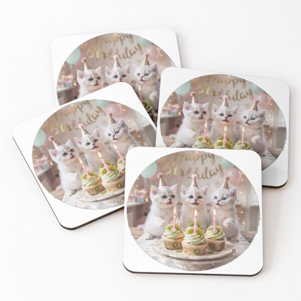 Item preview, Triple Birthday Kittens – Cute Cats Party Sticker designed and sold by Fatomfatom.