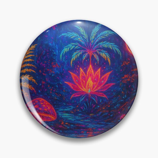 Item preview, Neon Mystic Lotus Forest - Psychedelic Jungle Nature Painting designed and sold by Nexus Space.