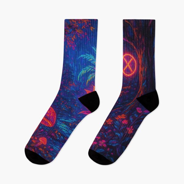 Item preview, Neon Mystic Lotus Forest - Psychedelic Jungle Nature Painting designed and sold by Nexus Space.