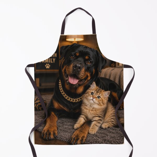 Artikelvorschau, Loyal Rottweiler Kitten Friendship Portrait Design Art entworfen und verkauft von BagFactoryUK.