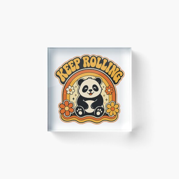Item preview,  Keep Rolling Groovy Retro Panda Shirt 70s Rainbow Aesthetic Tee Panda Lover Gift Vintage Flower Power Shirt designed and sold by Gremlin Hours.