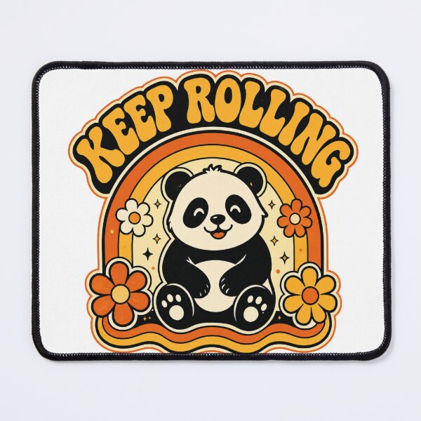 Item preview,  Keep Rolling Groovy Retro Panda Shirt 70s Rainbow Aesthetic Tee Panda Lover Gift Vintage Flower Power Shirt designed and sold by Gremlin Hours.