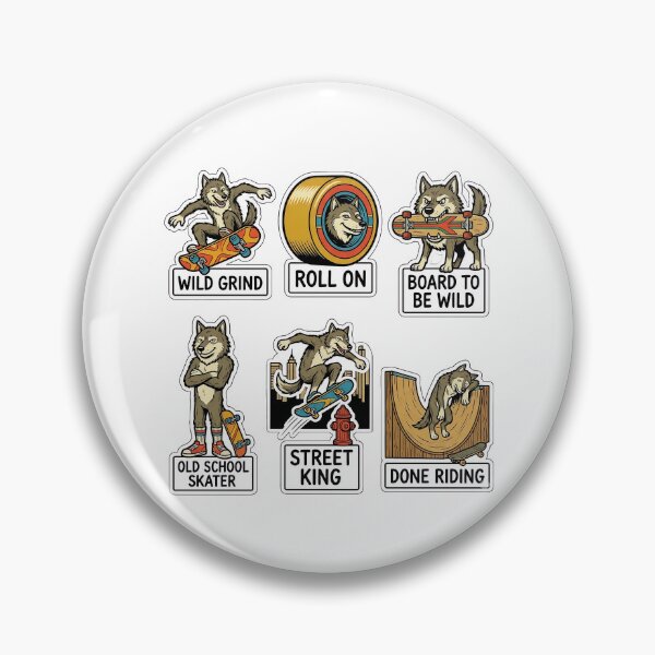 Item preview, Vintage Wolf Skateboard Sticker Pack - Retro Skate & Halfpipe Puns designed and sold by SimpleP.
