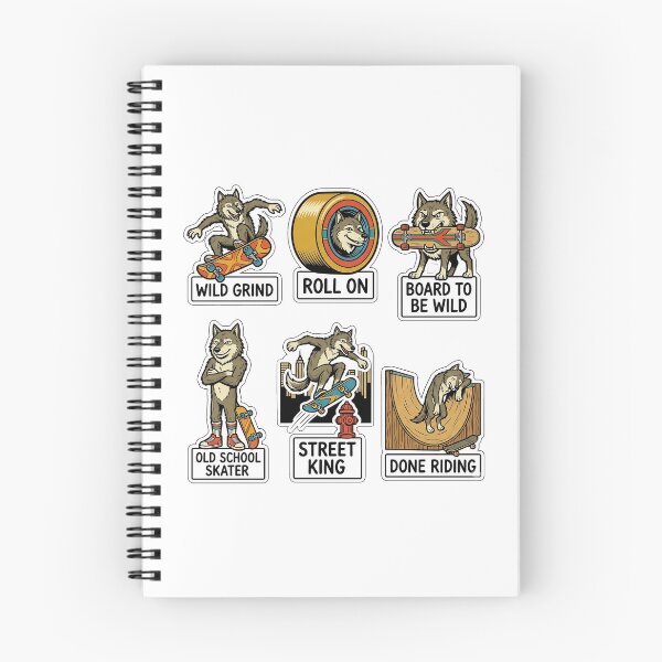 Item preview, Vintage Wolf Skateboard Sticker Pack - Retro Skate & Halfpipe Puns designed and sold by SimpleP.