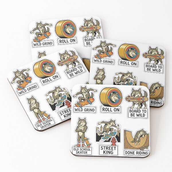 Item preview, Paquete de pegatinas de monopatín Vintage Wolf - Juegos de palabras retro sobre skate y halfpipe designed and sold by SimpleP.