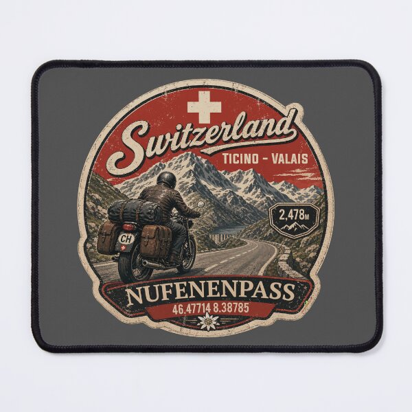 Item preview, Nufenen Pass Switzerland Nufenenpass Motorcycle Sticker TShirt 03 designed and sold by OuterShellUK.