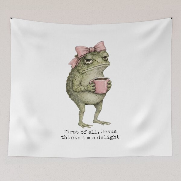 Item preview, Funny First Of All Jesus Thinks I’m A Delight Frog Meme designed and sold by VincentGoodLove.