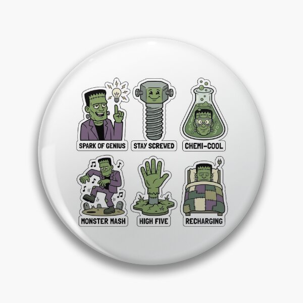 Item preview, Retro Frankenstein Sticker Pack - Vintage Monster & Bolt Puns designed and sold by SimpleP.