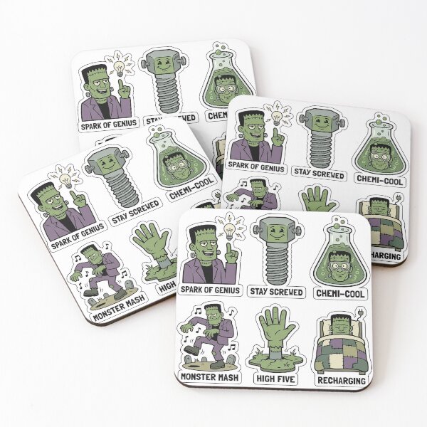 Item preview, Retro Frankenstein Sticker Pack - Vintage Monster & Bolt Puns designed and sold by SimpleP.