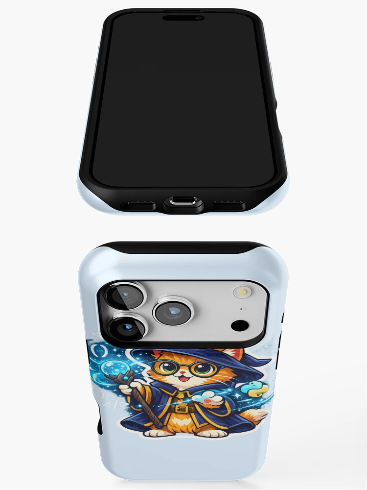 Thumbnail 3 of 4, iPhone Case, Python Wizard Cat Coding Magic designed and sold by loukaidigitals.