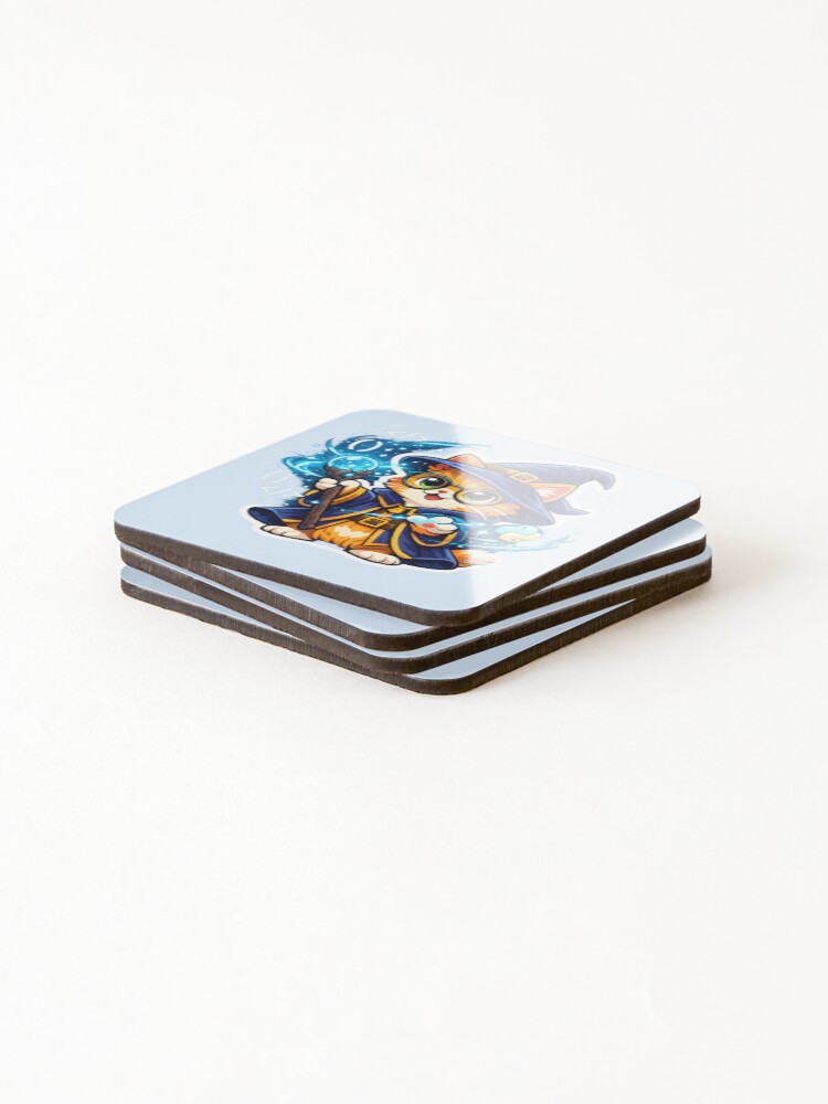 Thumbnail 4 of 5, Coasters (Set of 4), Python Wizard Cat Coding Magic designed and sold by loukaidigitals.