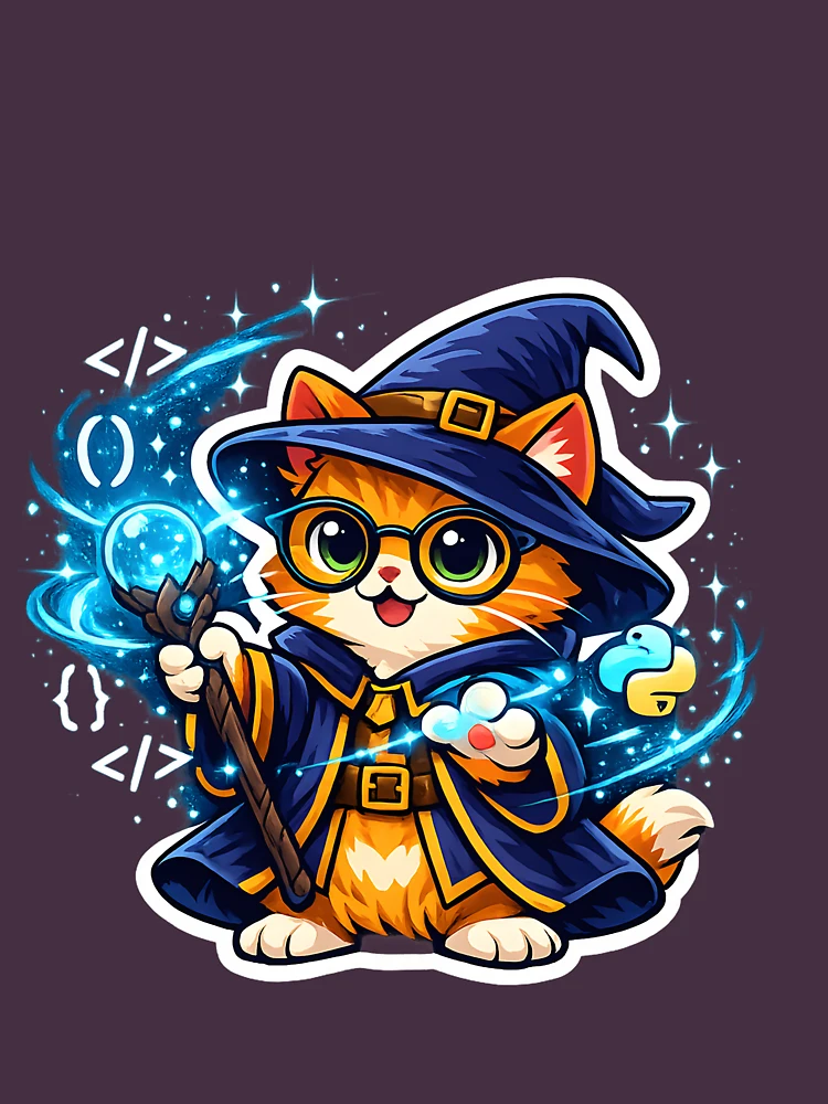 Aperçu 4 sur 4. T-shirt décontracté avec l'œuvre Python Magic Chat Coding Magic créée et vendue par loukaidigitals.