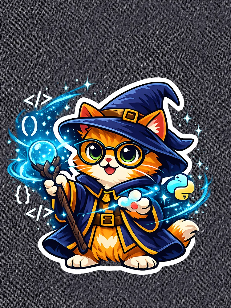 Thumbnail 6 of 6, Lightweight Sweatshirt, Python Wizard Cat Coding Magic designed and sold by loukaidigitals.