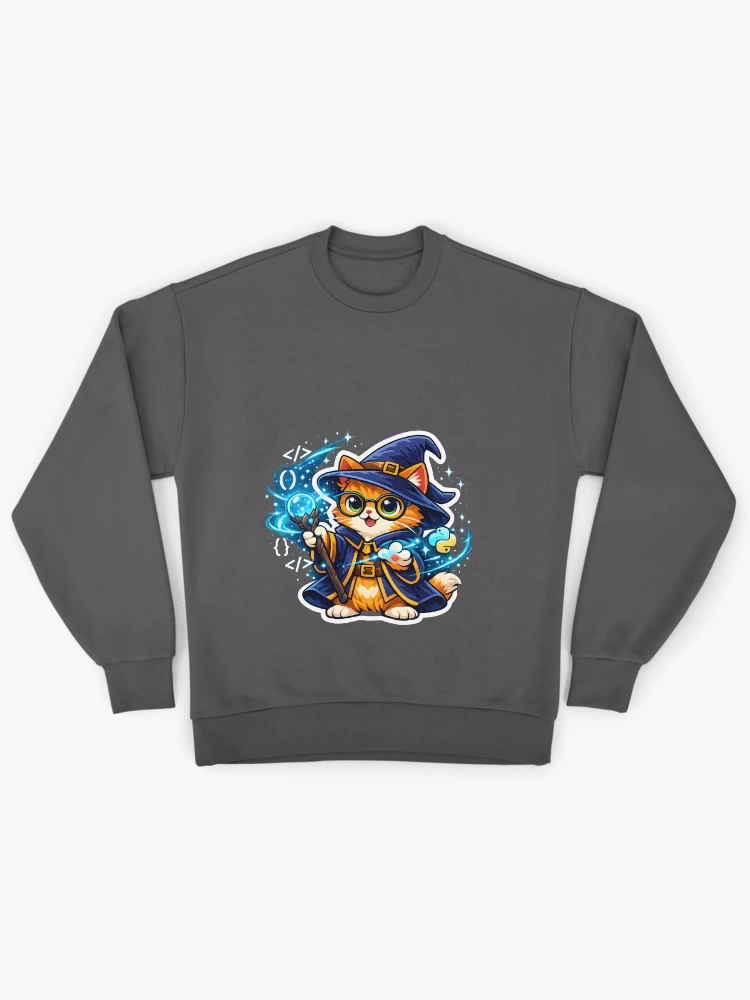 Thumbnail 1 of 6, Premium Oversized Sweatshirt, Python Wizard Cat Coding Magic designed and sold by loukaidigitals.