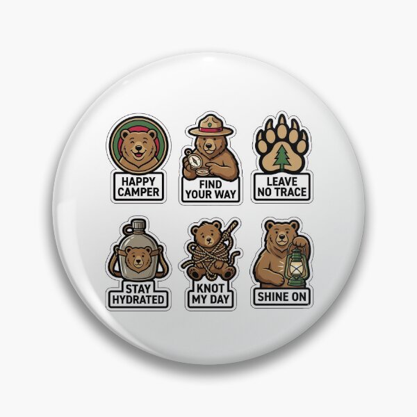 Item preview, Vintage Bear Camp Sticker Pack - Retro Mascot & Forest Puns designed and sold by SimpleP.