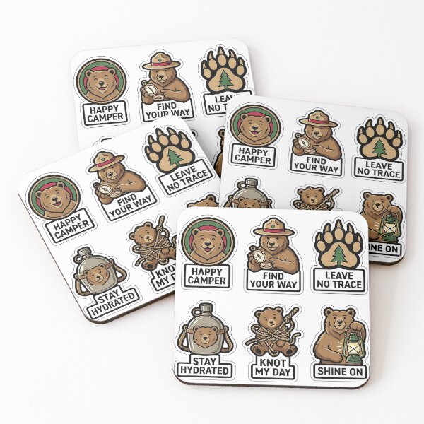 Item preview, Vintage Bear Camp Sticker Pack - Retro Mascot & Forest Puns designed and sold by SimpleP.