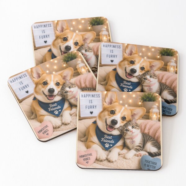 Item preview, Cute Corgi Cat Friendship Portrait Design Art designed and sold by BagFactoryUK.