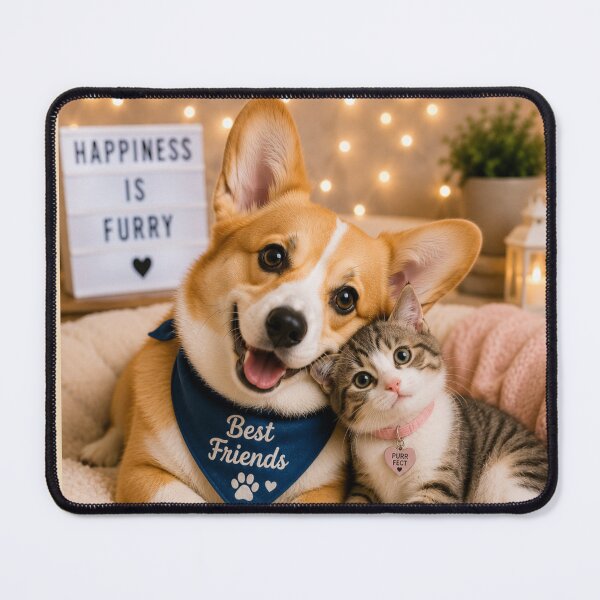 Item preview, Cute Corgi Cat Friendship Portrait Design Art designed and sold by BagFactoryUK.