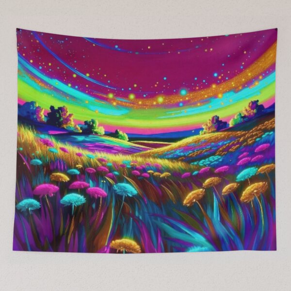 Item preview, Psychedelic Neon Wildflower Meadow  designed and sold by Nexus Space.