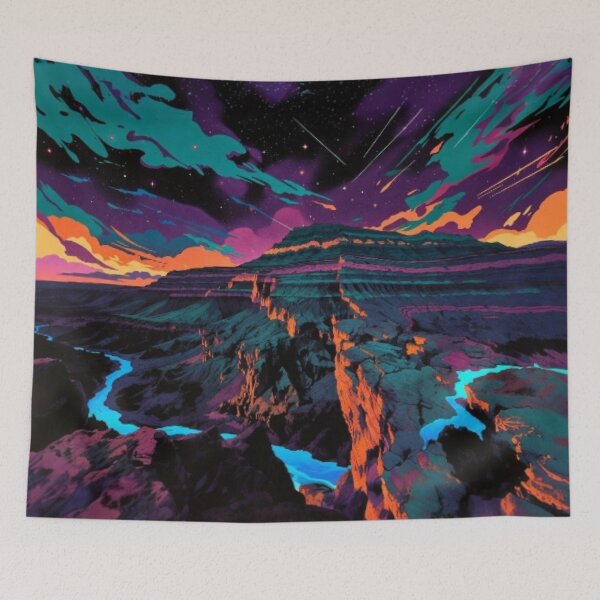 Item preview, Cosmic Canyon Starry Night Landscape Poster designed and sold by Nexus Space.