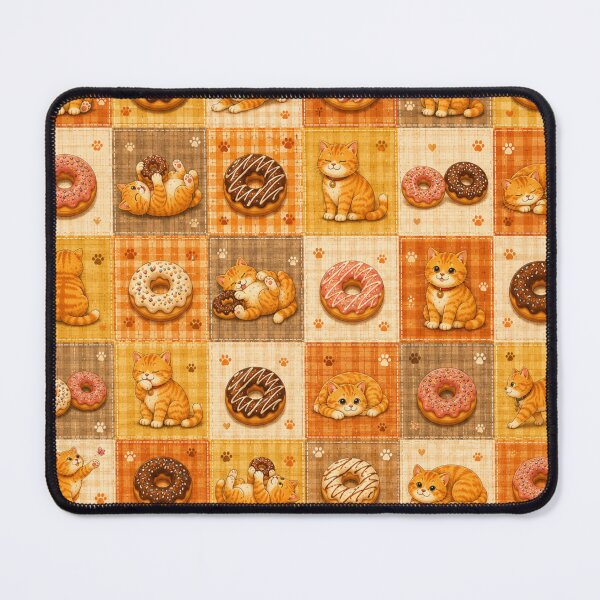 Item preview, Cute Ginger Cat Donut Patchwork Pattern Cozy Kawaii Design designed and sold by Mindworx21.