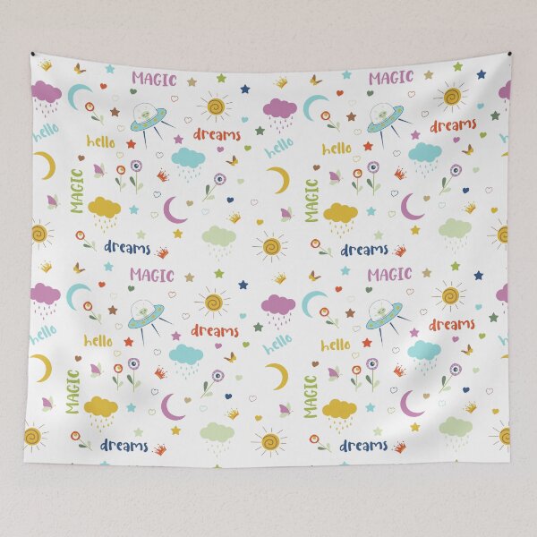 Item preview, Dreamy Magic Pattern with Stars Moons and UFOs designed and sold by YourHue.