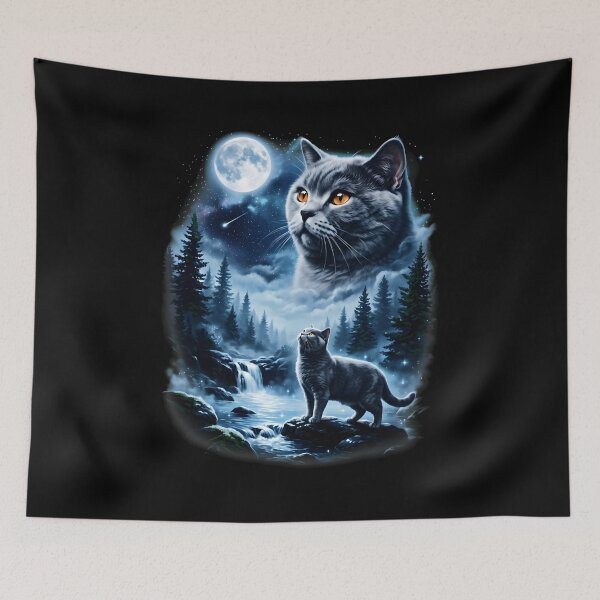Item preview, Funny British Shorthair Cat Howling to the Moon Pet Meme designed and sold by DebbieEganCo.