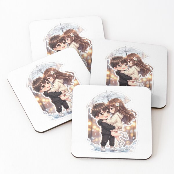 Item preview, Cute Chibi Couple Rain Love Sticker PNG | Kawaii Anime Romance Vinyl Sticker | Transparent Die-Cut Decal designed and sold by ashwin131.