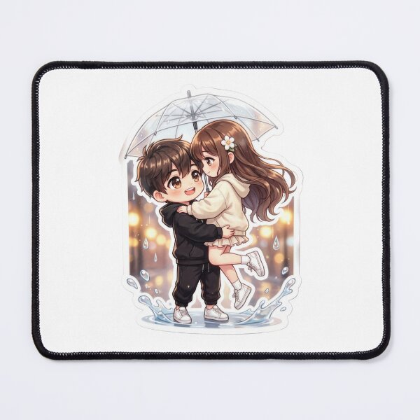 Item preview, Cute Chibi Couple Rain Love Sticker PNG | Kawaii Anime Romance Vinyl Sticker | Transparent Die-Cut Decal designed and sold by ashwin131.